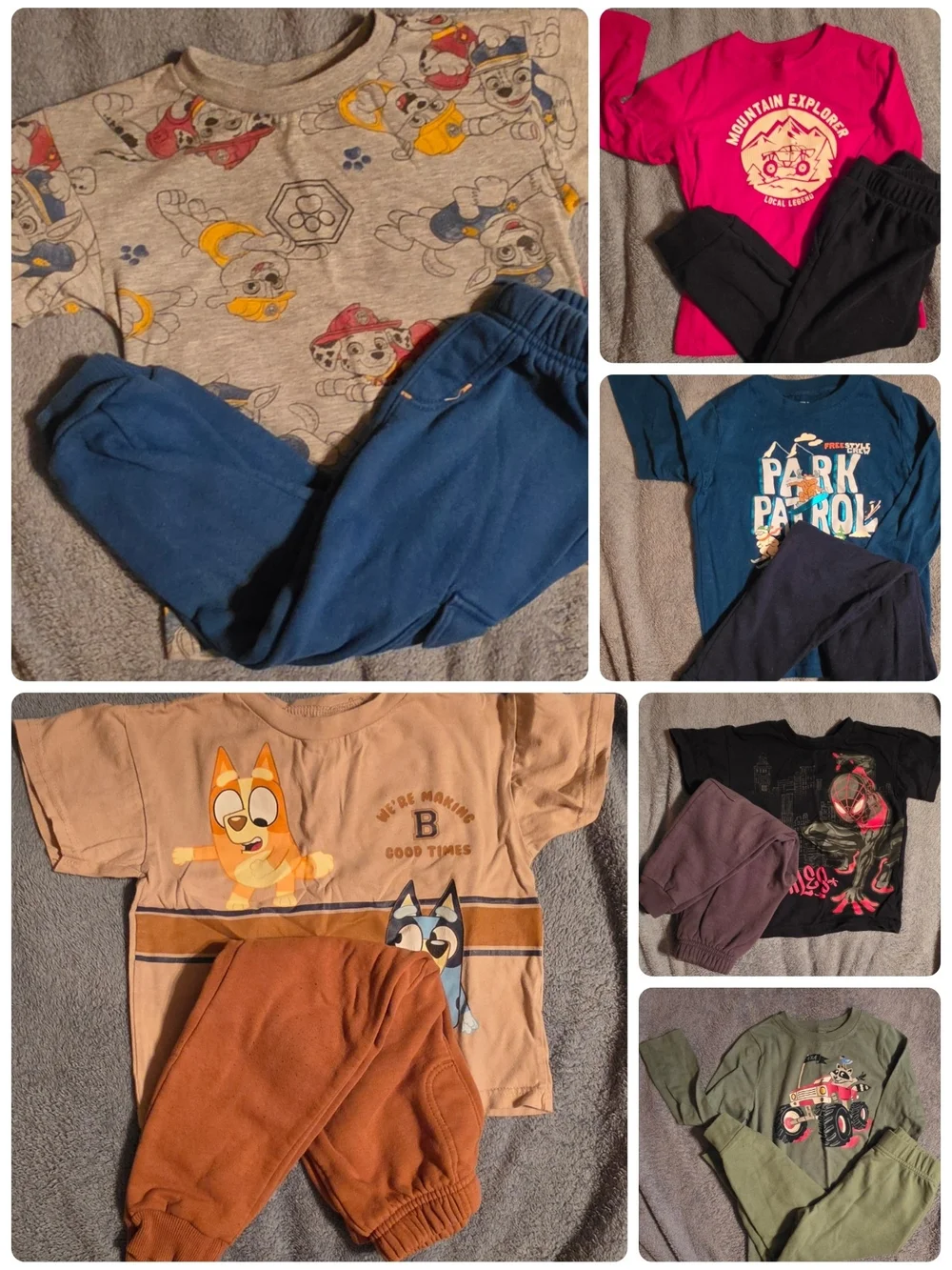 Mixed Boys' Character Tee and Jogger Bundle - Blue, Gray, Tan, Green